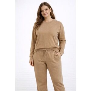 Athleta SET Tan Lounge Pants and Sweatshirt Size M